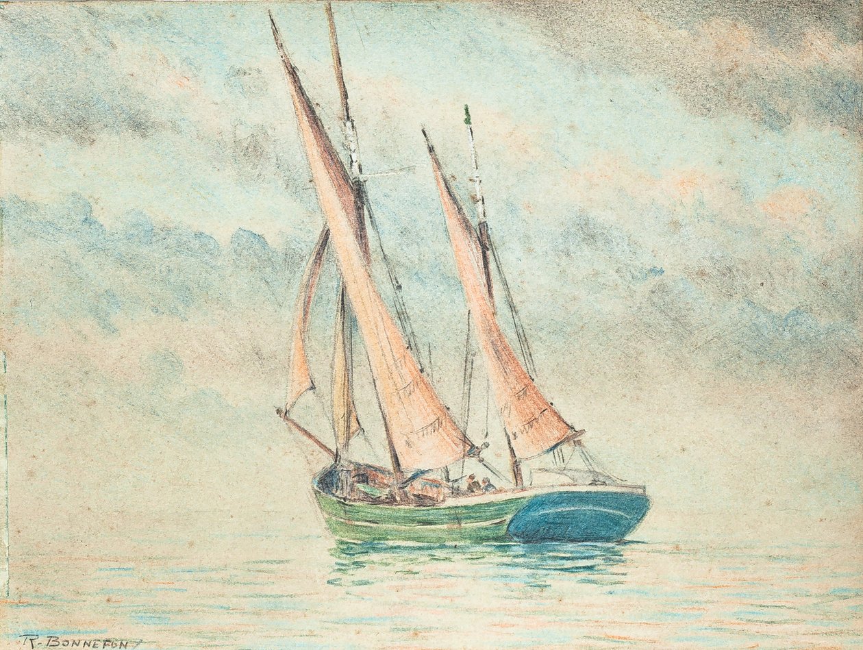 Gabarre auf der Gironde-Mündung von Raymond Bonnefon