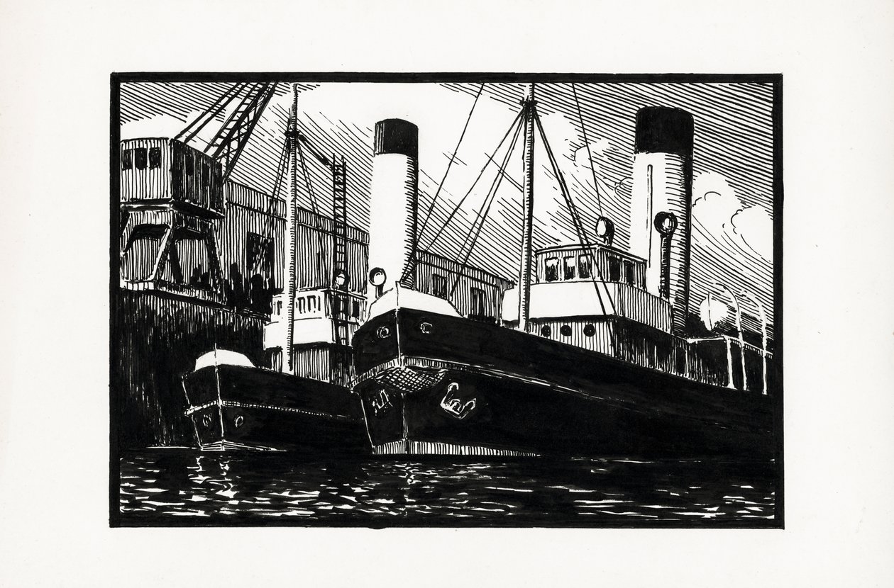 Schiffe im Hafen von Bordeaux von Raymond Bonnefon