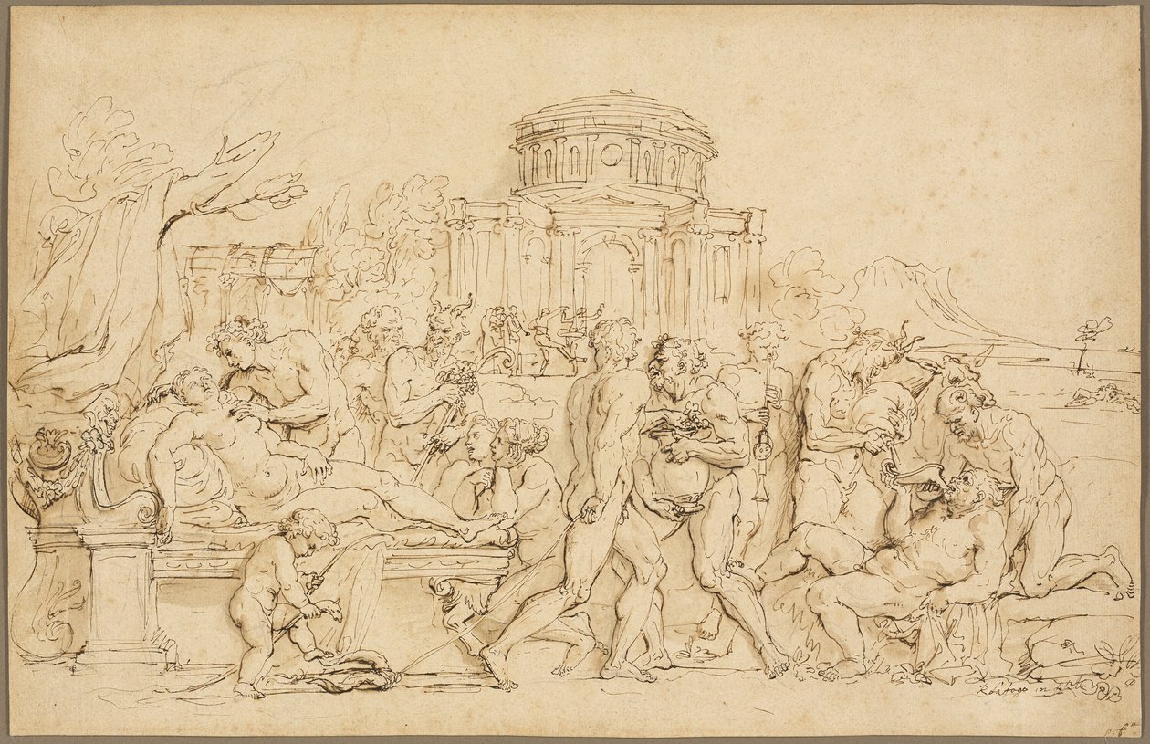 Bacchus und Ariadne, mit Silenus, Nymphen und Satyrn von Raymond de Lafage