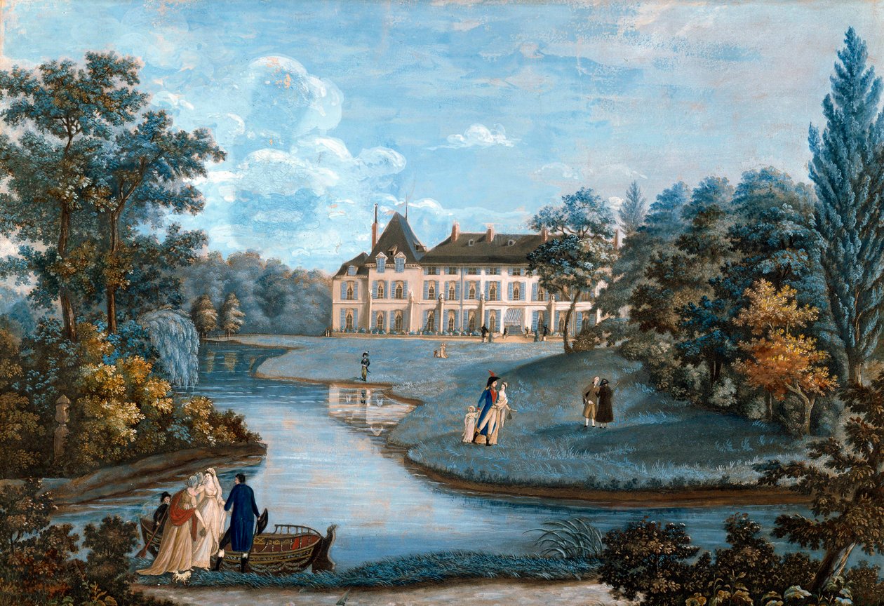 Ansicht der Fassade und des Parks des Schlosses von Malmaison. Aquarell von Regina Catherine Carrey. Frühes 19. Jahrhundert von Regina Catherine Carey