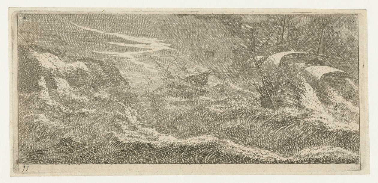 Segelschiffe in einem Seesturm von Reinier Nooms