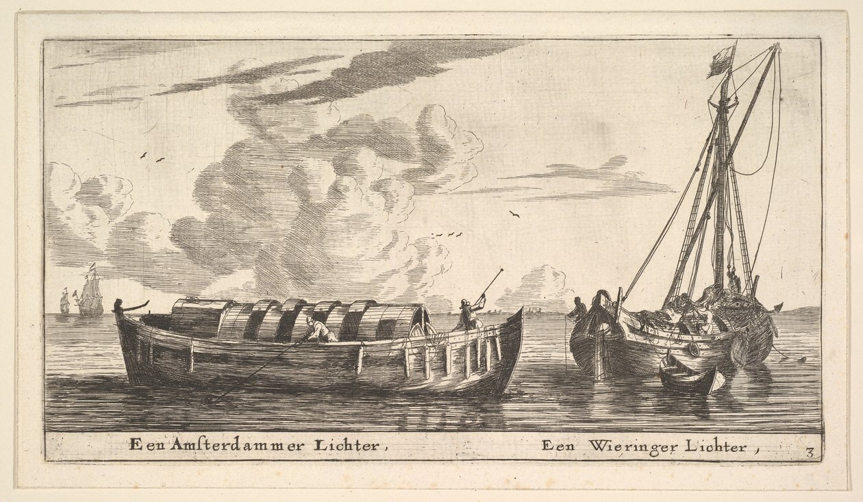 Ein Amsterdamer Leichter und ein Wieringer, 17. Jahrhundert von Reinier Zeeman