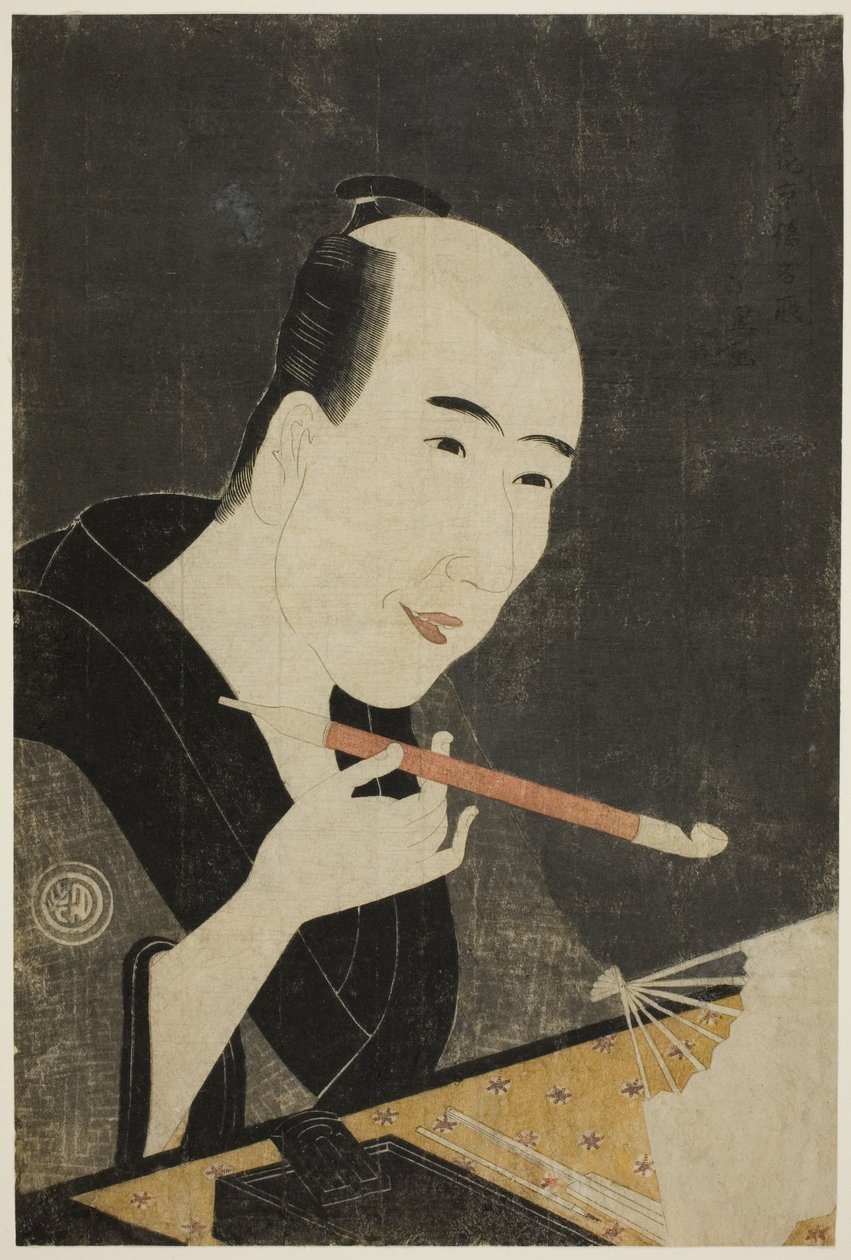 Porträt von Santo Kyoden, dem Meister von Kyobashi (Edo hana Kyobashi natori) von Rekisentei Eiri