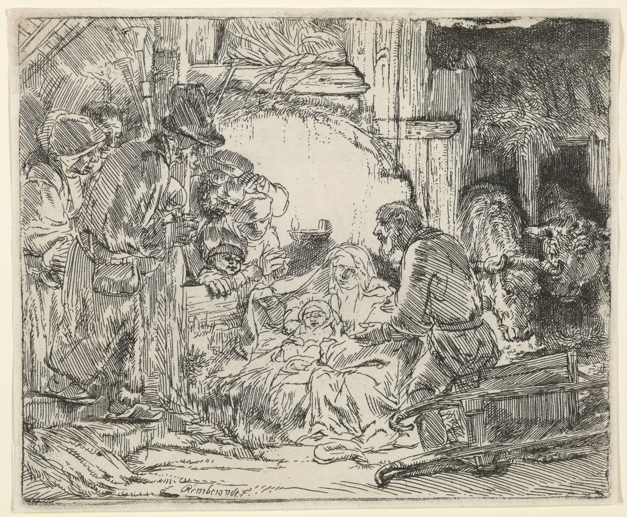 Anbetung der Hirten mit Lampe, 1654 von Rembrandt van Rijn