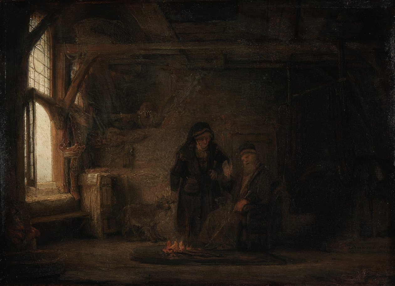 Die Frau des Tobias mit einer Ziege von Rembrandt