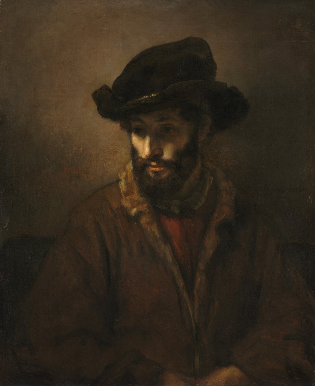 Ein bärtiger Mann mit Hut, ca. 1655-1660 von Rembrandt Harmensz. van Rijn