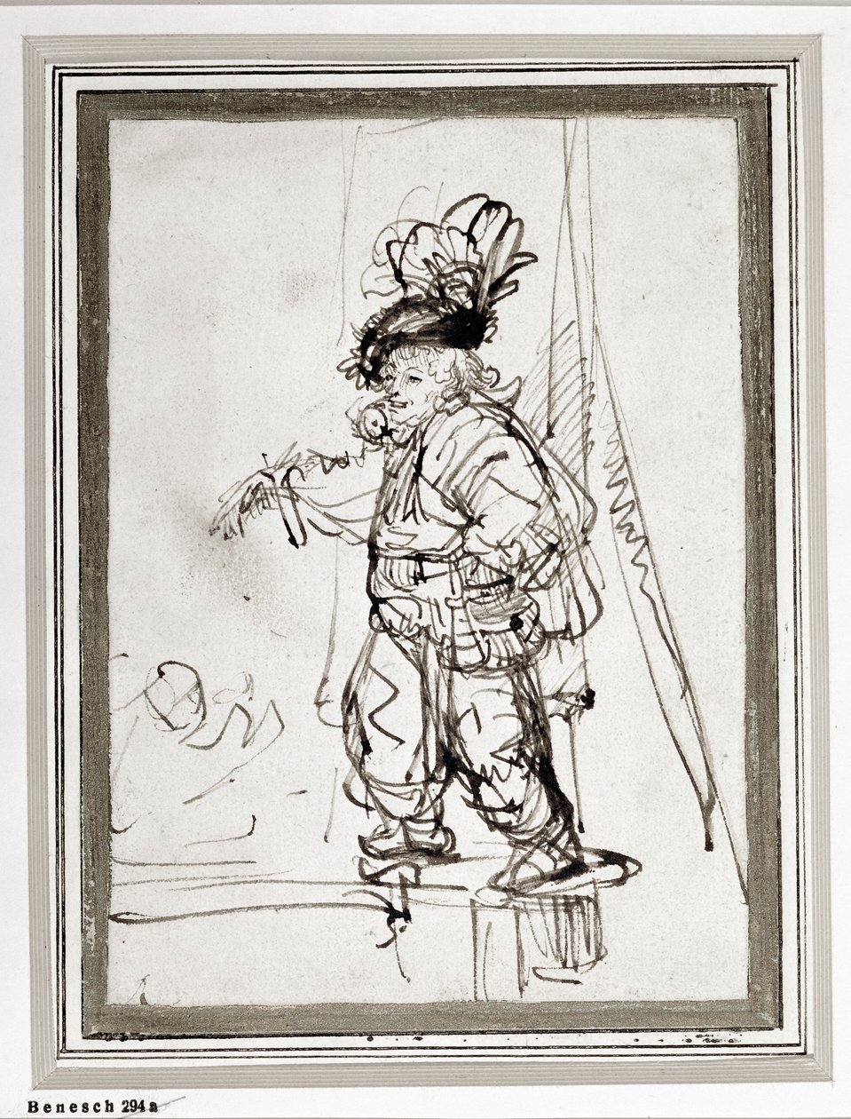 Schauspieler mit einem Papagei von Rembrandt Harmensz. van Rijn