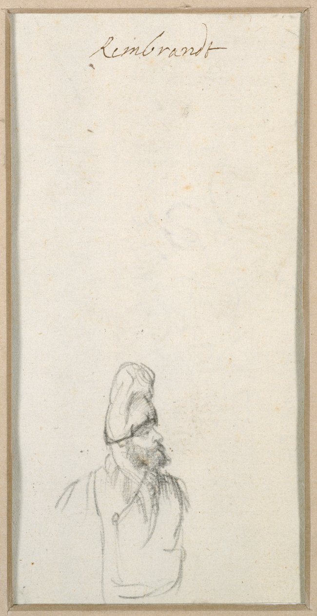 Bärtiger Mann im Profil, mit hoher Mütze, ca. 1640 von Rembrandt Harmensz. van Rijn