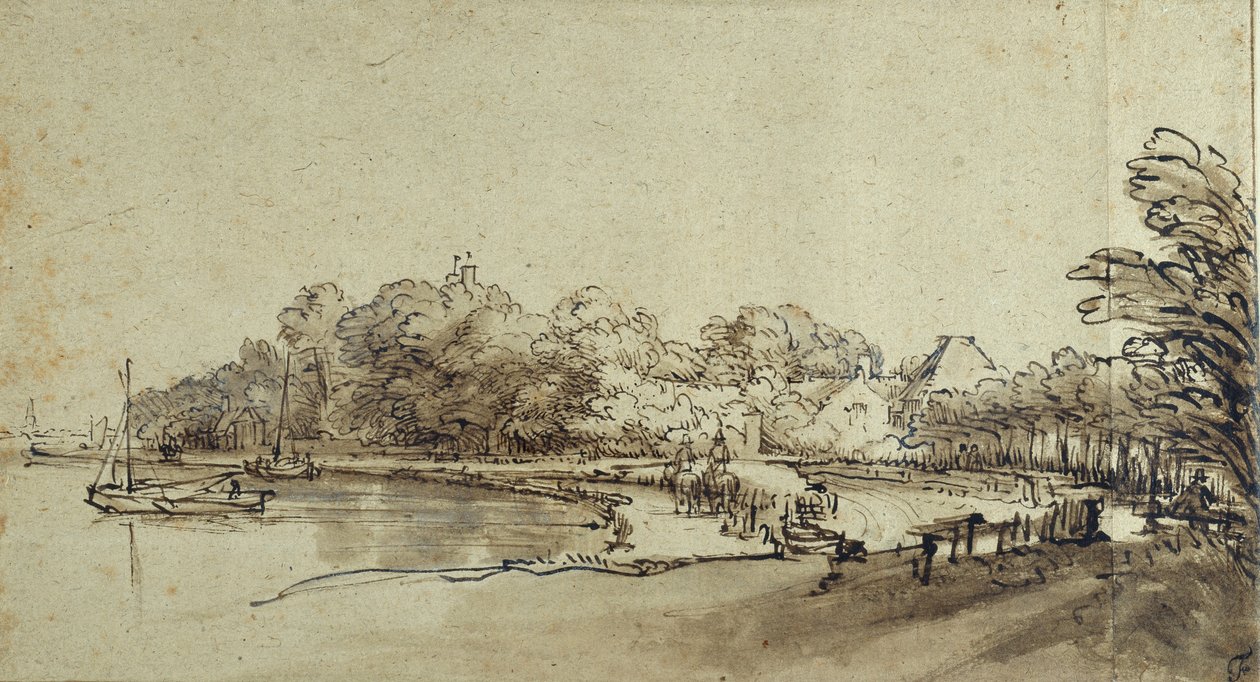 Biegung der Amstel bei Kostverloren House, frühe 1650er von Rembrandt Harmensz. van Rijn