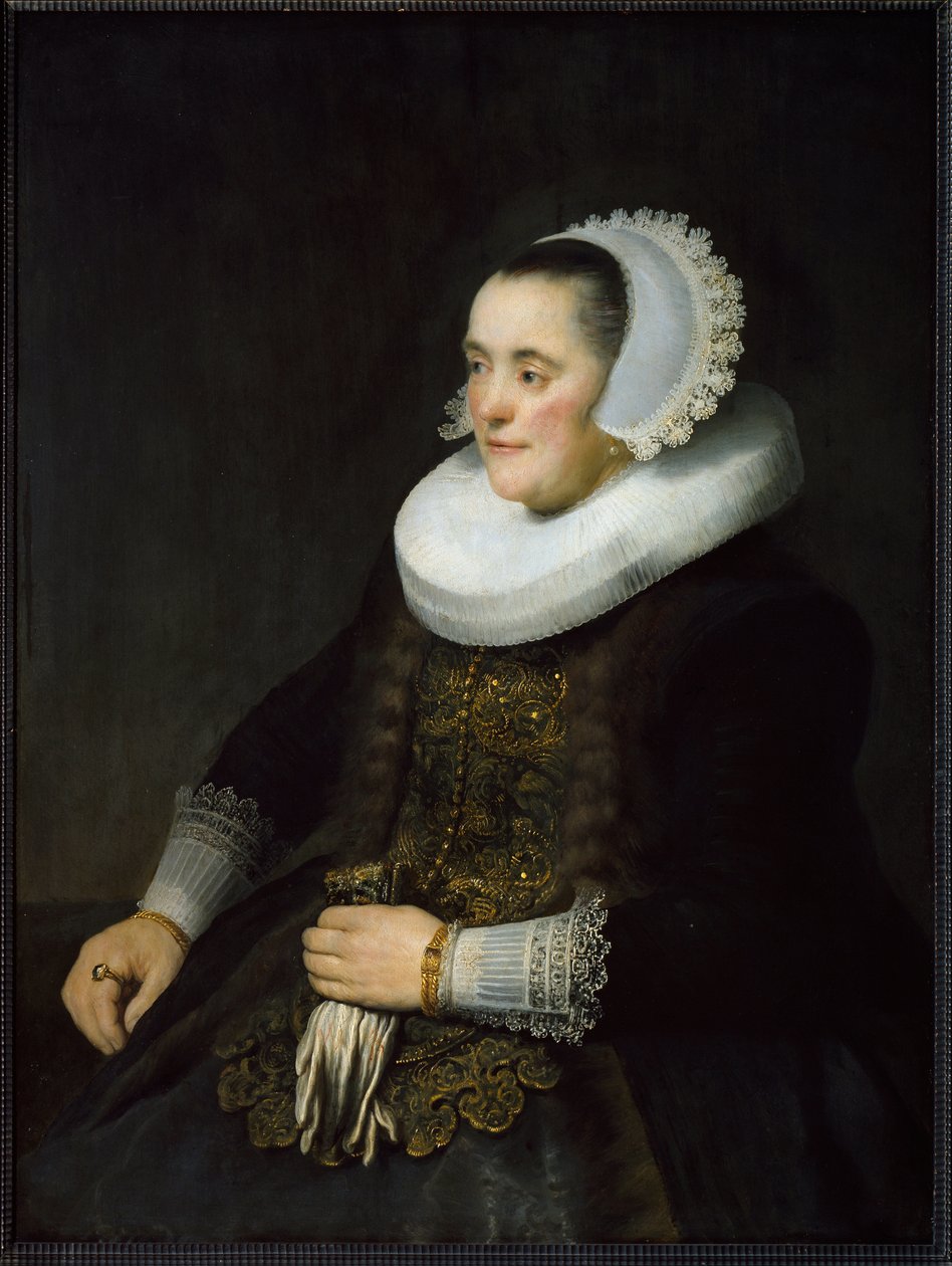 Porträt einer niederländischen Bürgerfrau mit Halskrause und Kopfbedeckung von Rembrandt van Rijn