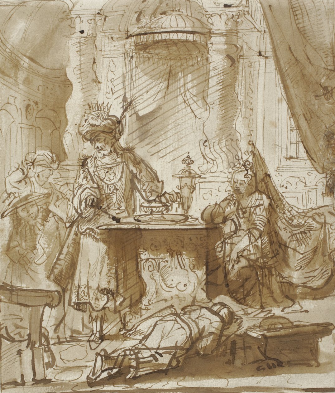 Die Erniedrigung Hamans vor Ahasverus und Esther von Rembrandt van Rijn
