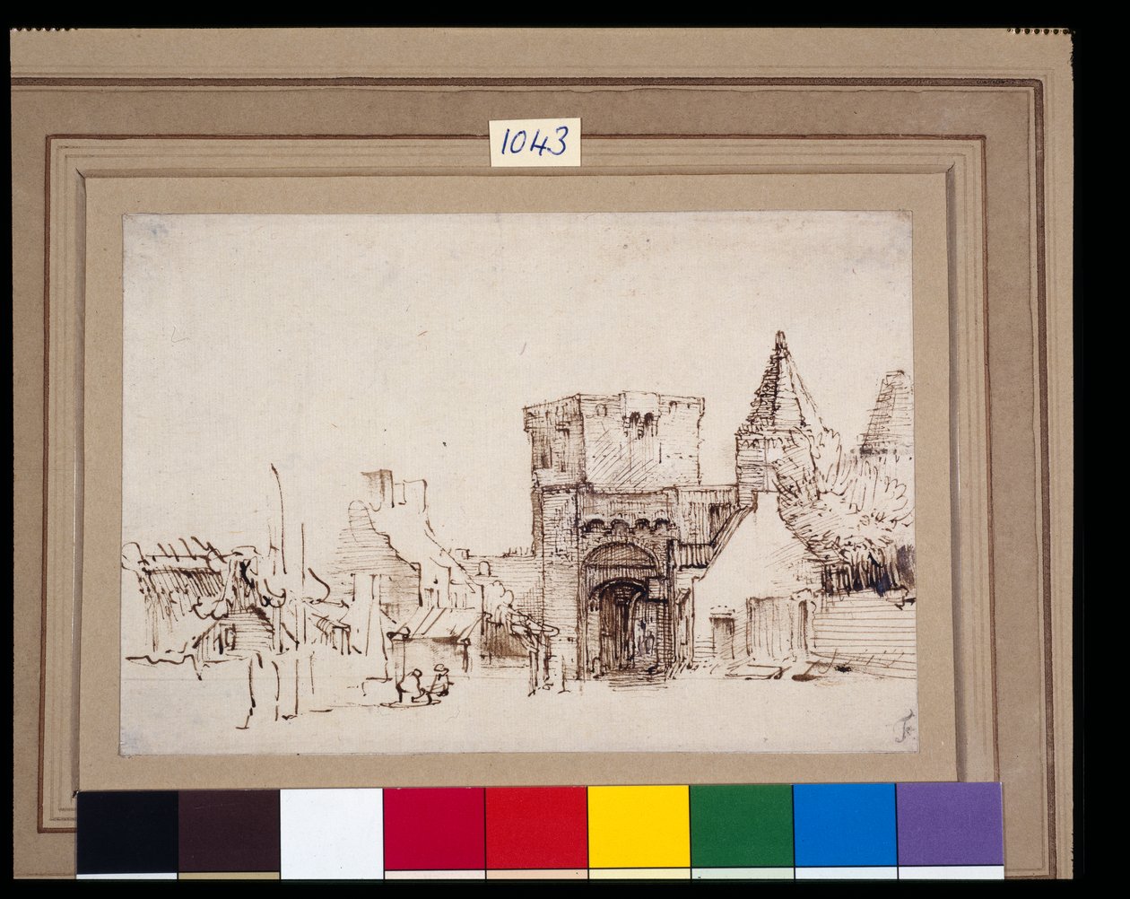 Das Rijnpoort in Rhenen in Gelderland, um 1649 von Rembrandt Harmensz. van Rijn