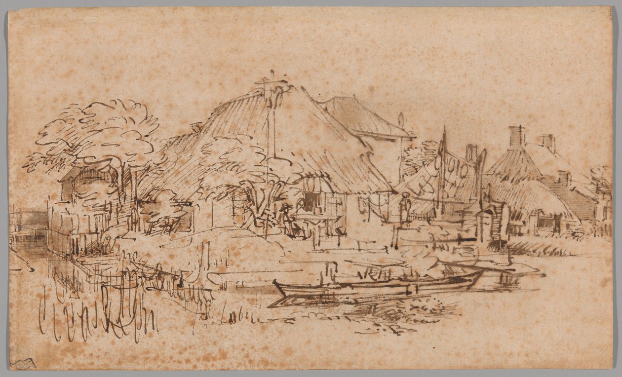 Ein Bauernhof am Amsteldijk, von Nordwesten gesehen von Rembrandt van Rijn