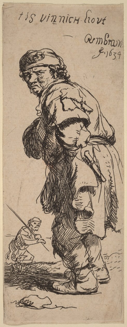 Ein Bauer ruft: "Es ist beißend kalt" von Rembrandt van Rijn
