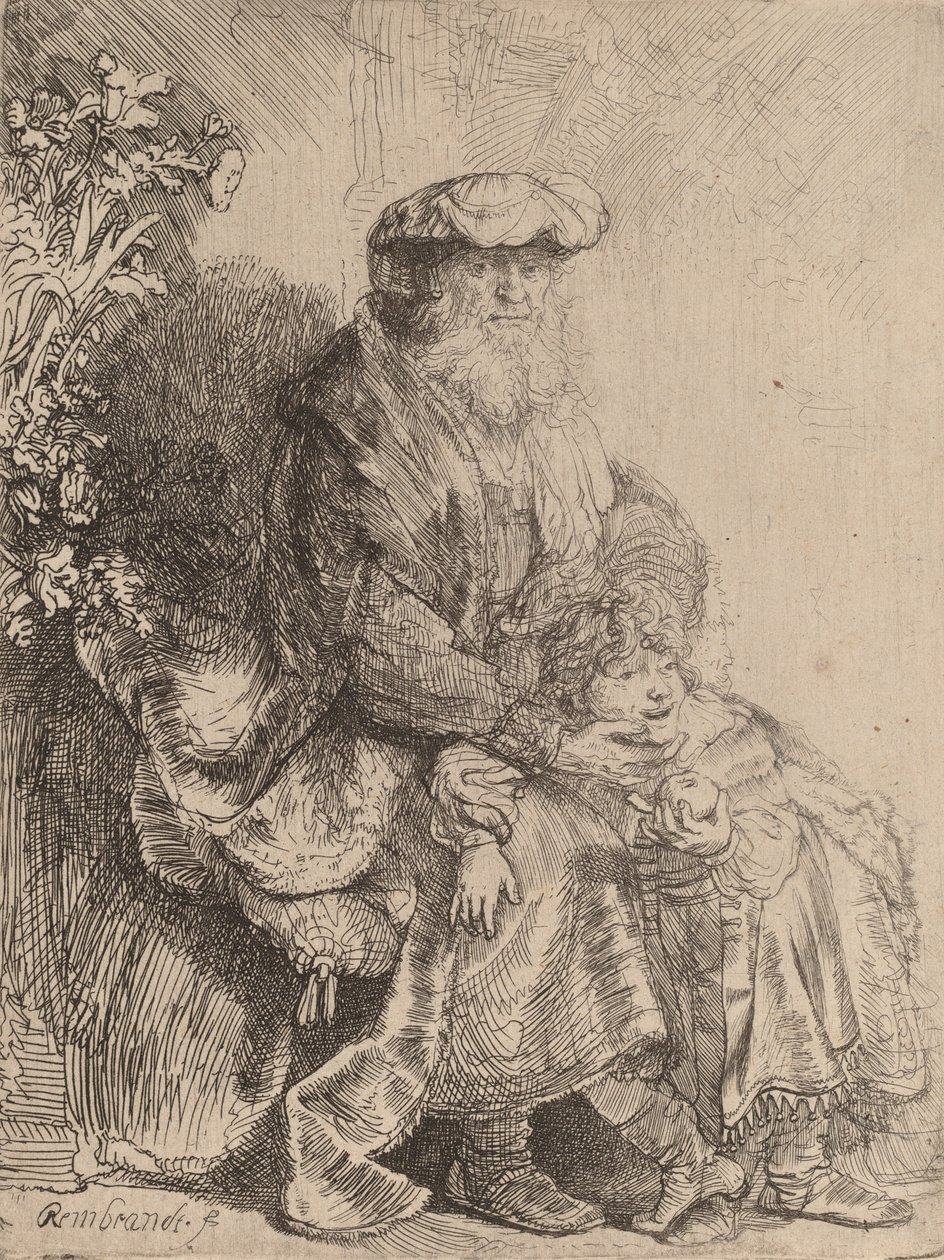 Abraham streichelt Isaak, ca. 1637 von Rembrandt van Rijn