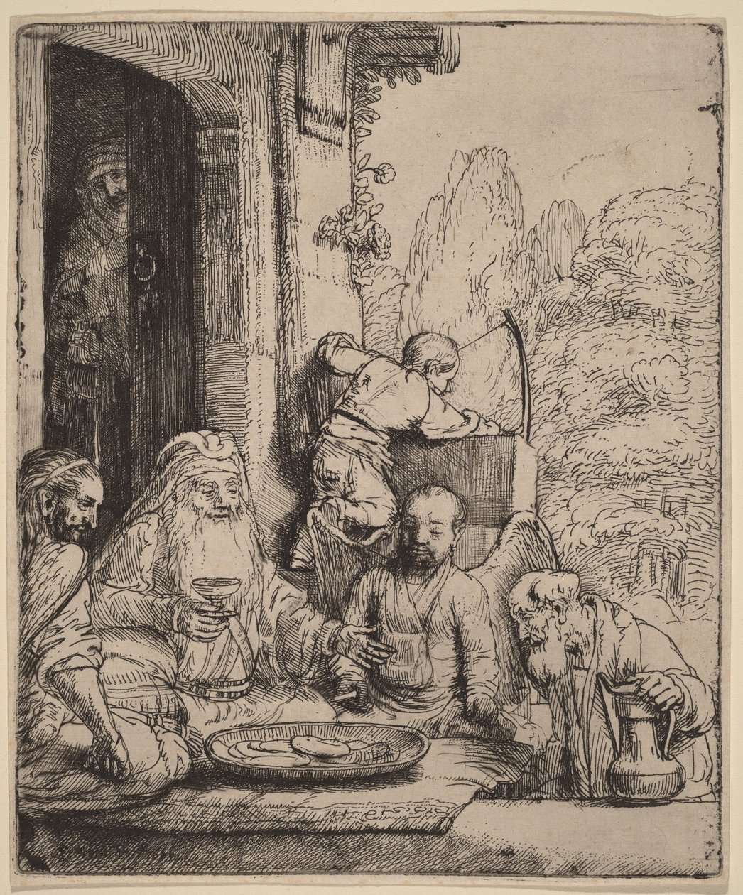 Abraham bewirtet die Engel von Rembrandt van Rijn