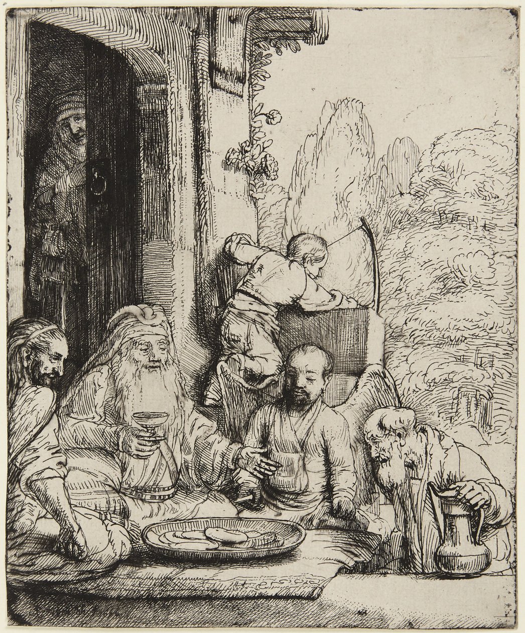 Abraham bewirtet die Engel von Rembrandt van Rijn