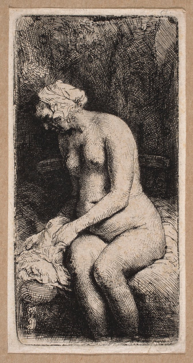 Akt einer Frau "mit Füßen im Wasser" von Rembrandt van Rijn