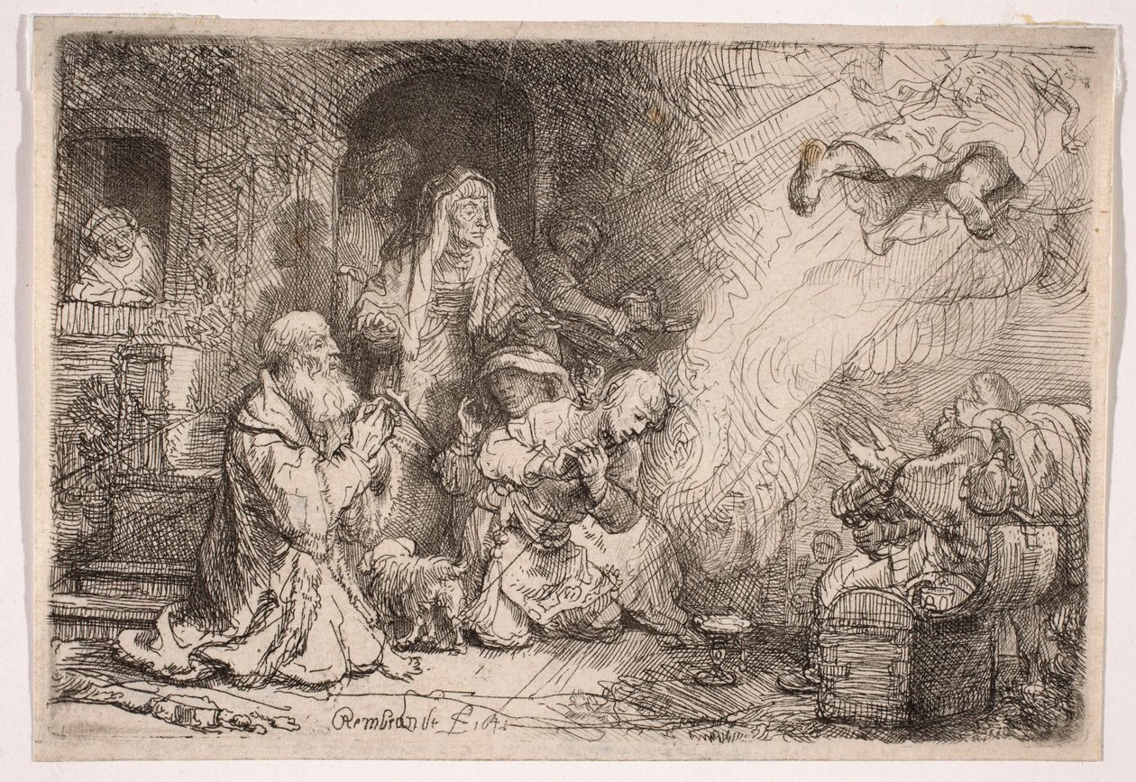 Engel verlässt die Familie des Tobias von Rembrandt van Rijn