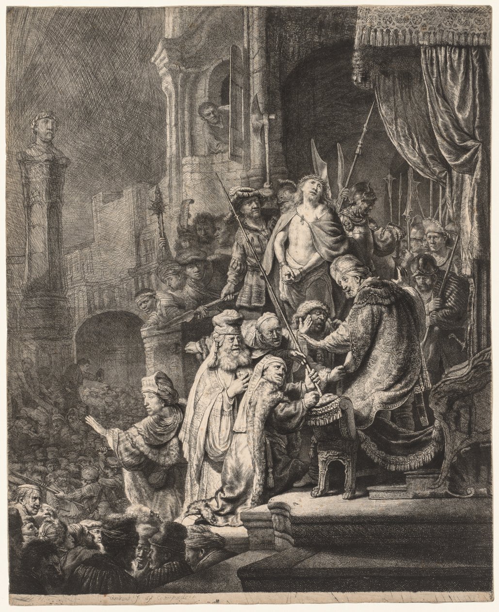 Christus vor Pilatus: Große Platte von Rembrandt van Rijn