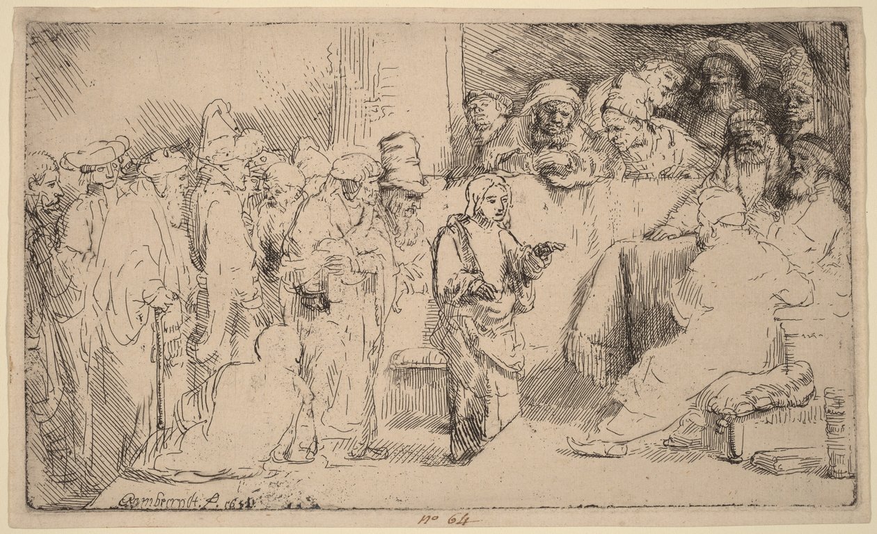 Christus im Gespräch mit den Gelehrten: eine Skizze von Rembrandt van Rijn