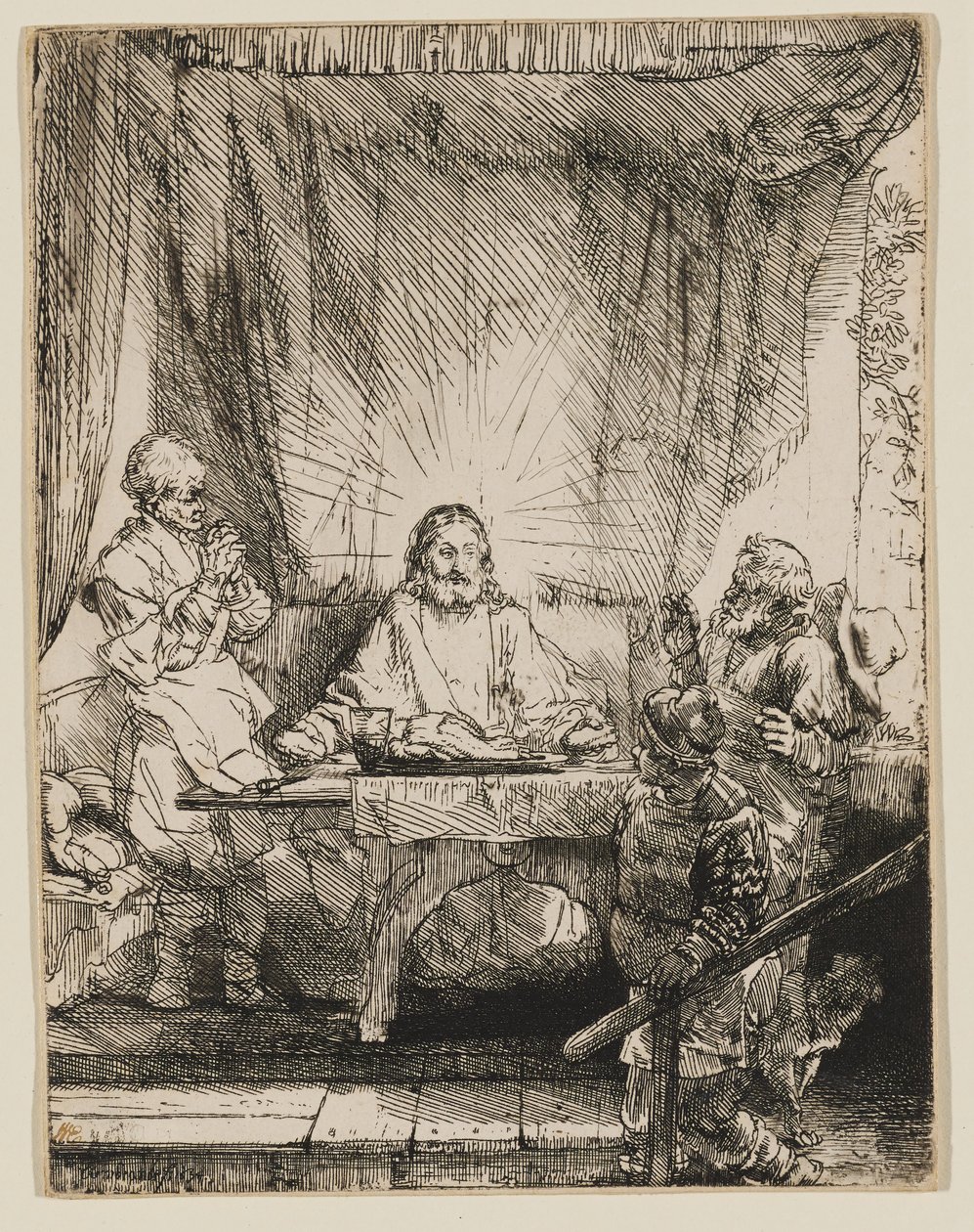 Christus in Emmaus: Die größere Platte von Rembrandt van Rijn