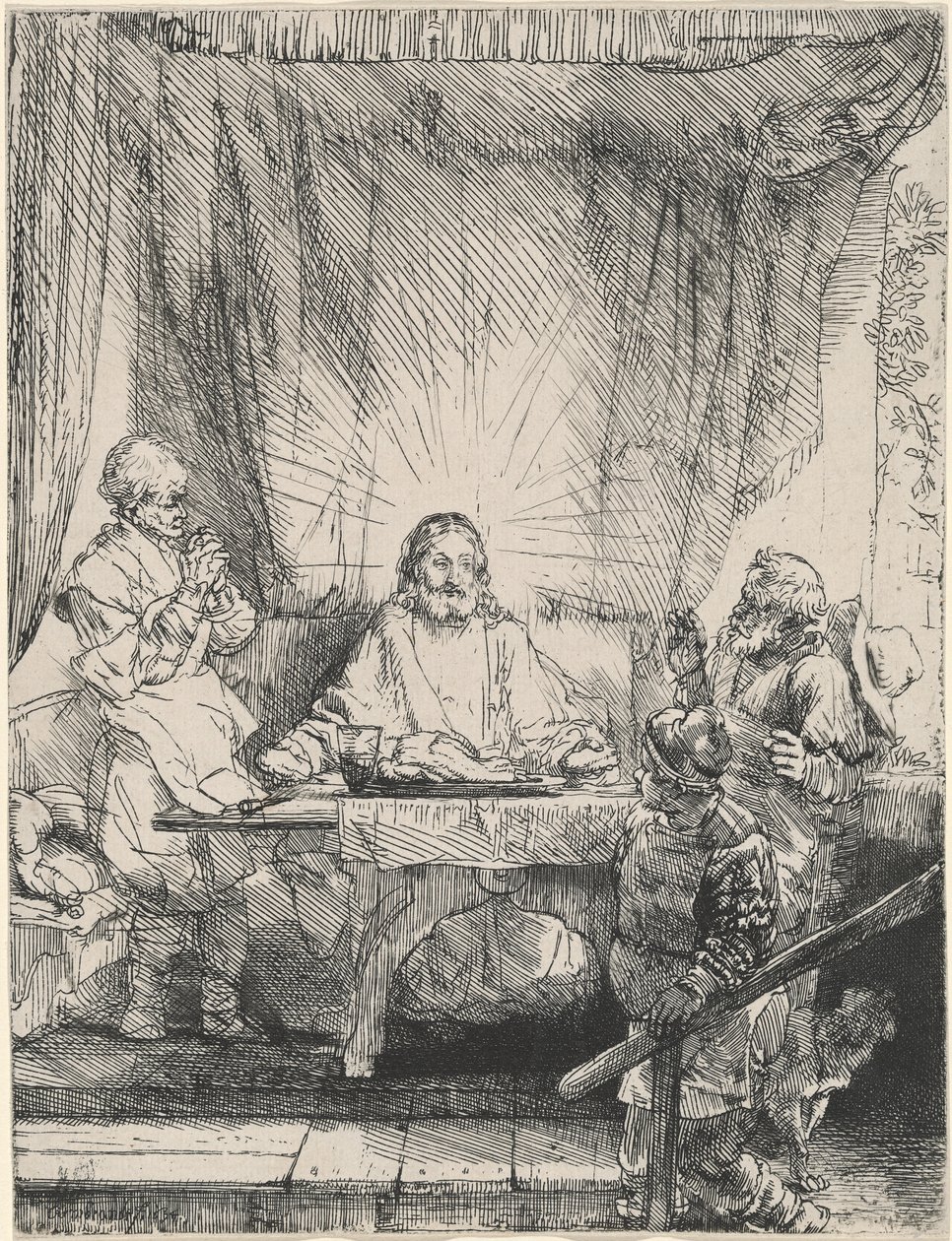 Christus in Emmaus: die größere Platte von Rembrandt van Rijn