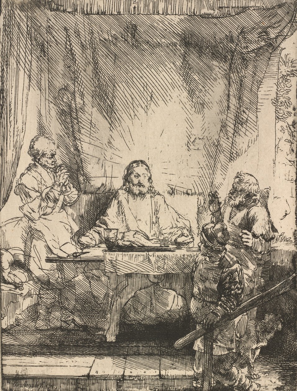 Christus in Emmaus: die größere Platte, 1654 von Rembrandt van Rijn
