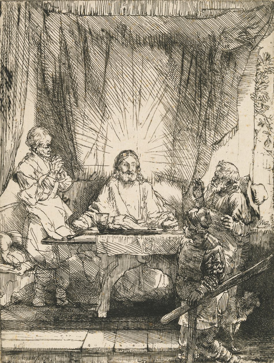 Christus in Emmaus: die größere Platte von Rembrandt van Rijn