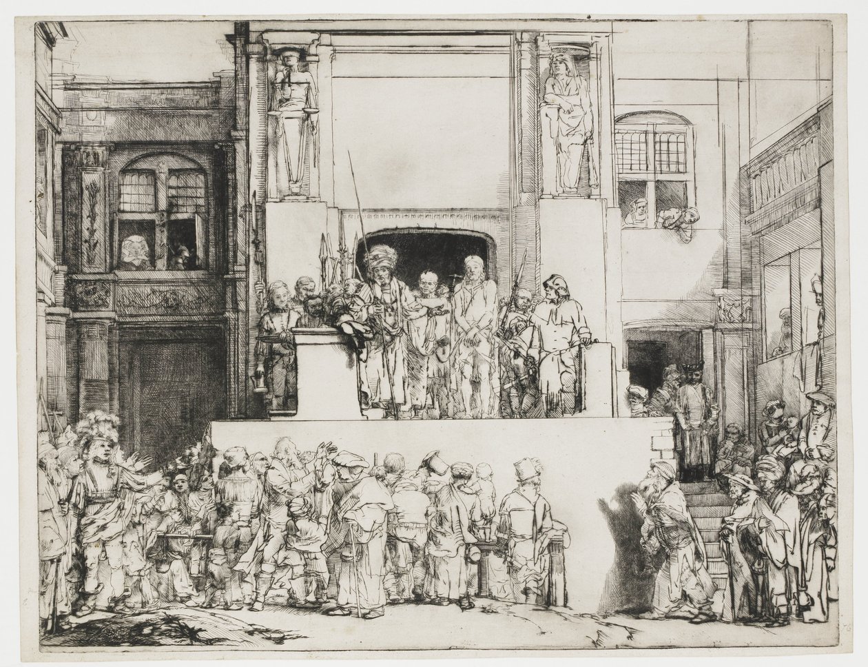Christus dem Volk präsentiert: querformatige Platte von Rembrandt van Rijn