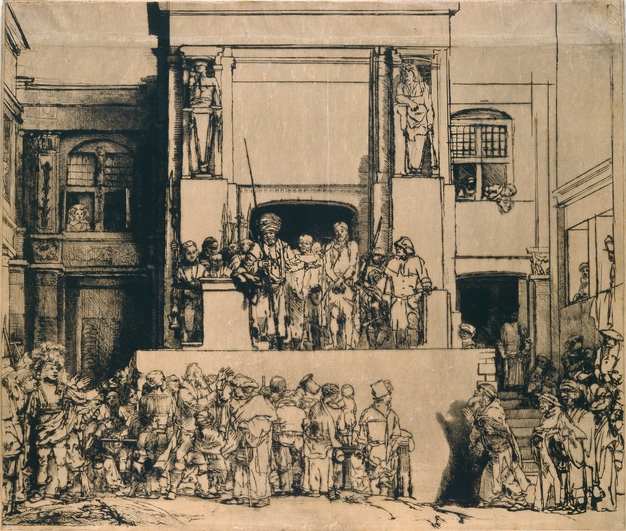 Christus wird dem Volk präsentiert: querformatige Platte (1655) von Rembrandt van Rijn