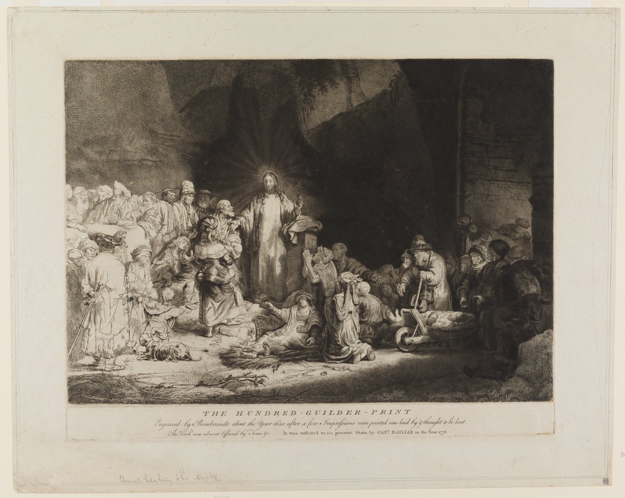 Christus mit den Kranken um sich, empfängt kleine Kinder von Rembrandt van Rijn