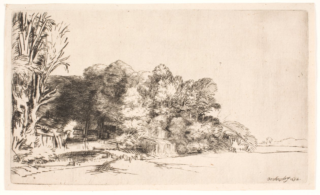 Baumgruppe mit Aussicht von Rembrandt van Rijn