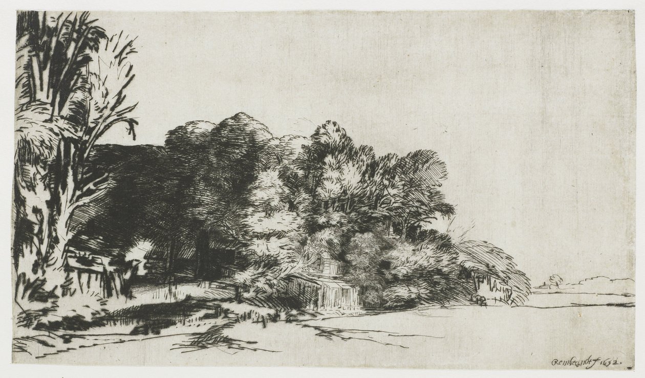 Baumgruppe mit Aussicht von Rembrandt van Rijn