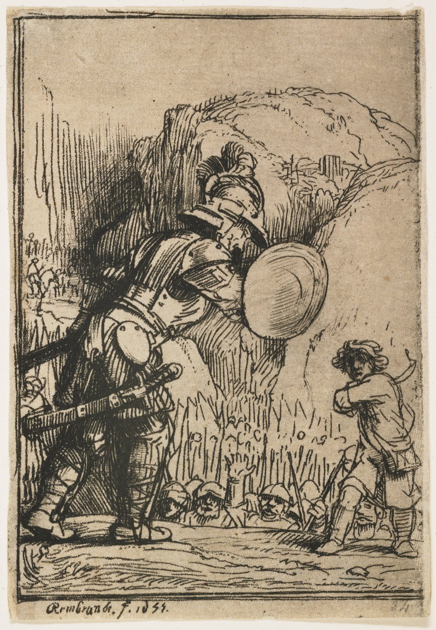 David und Goliath, 1655 von Rembrandt van Rijn