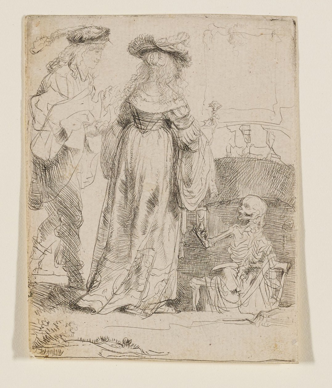 Der Tod erscheint einem verheirateten Paar aus einem offenen Grab von Rembrandt van Rijn