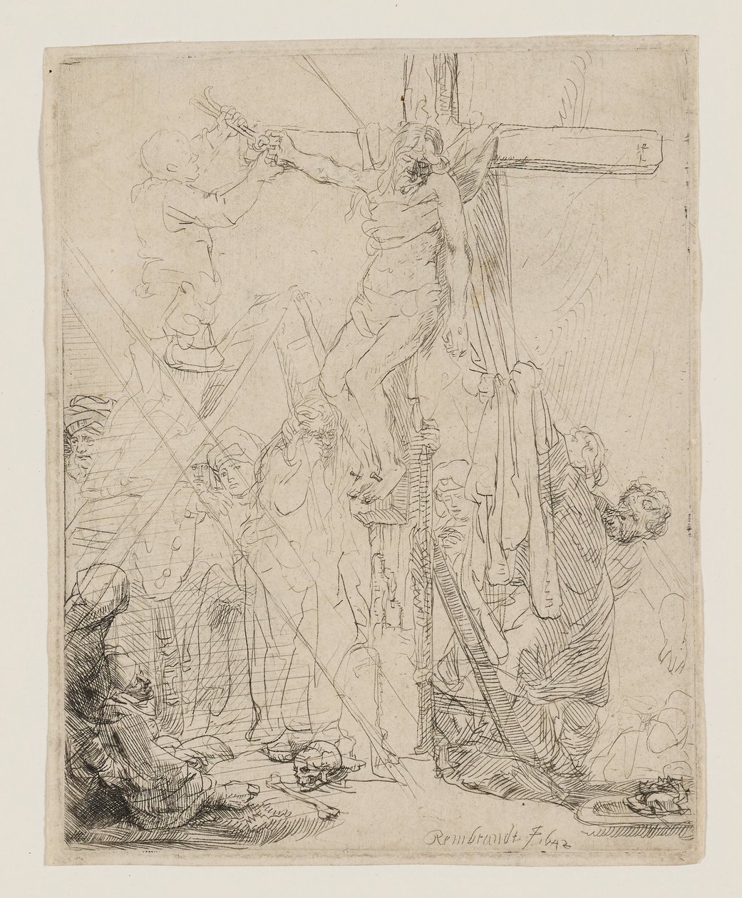Kreuzabnahme, eine Skizze von Rembrandt van Rijn