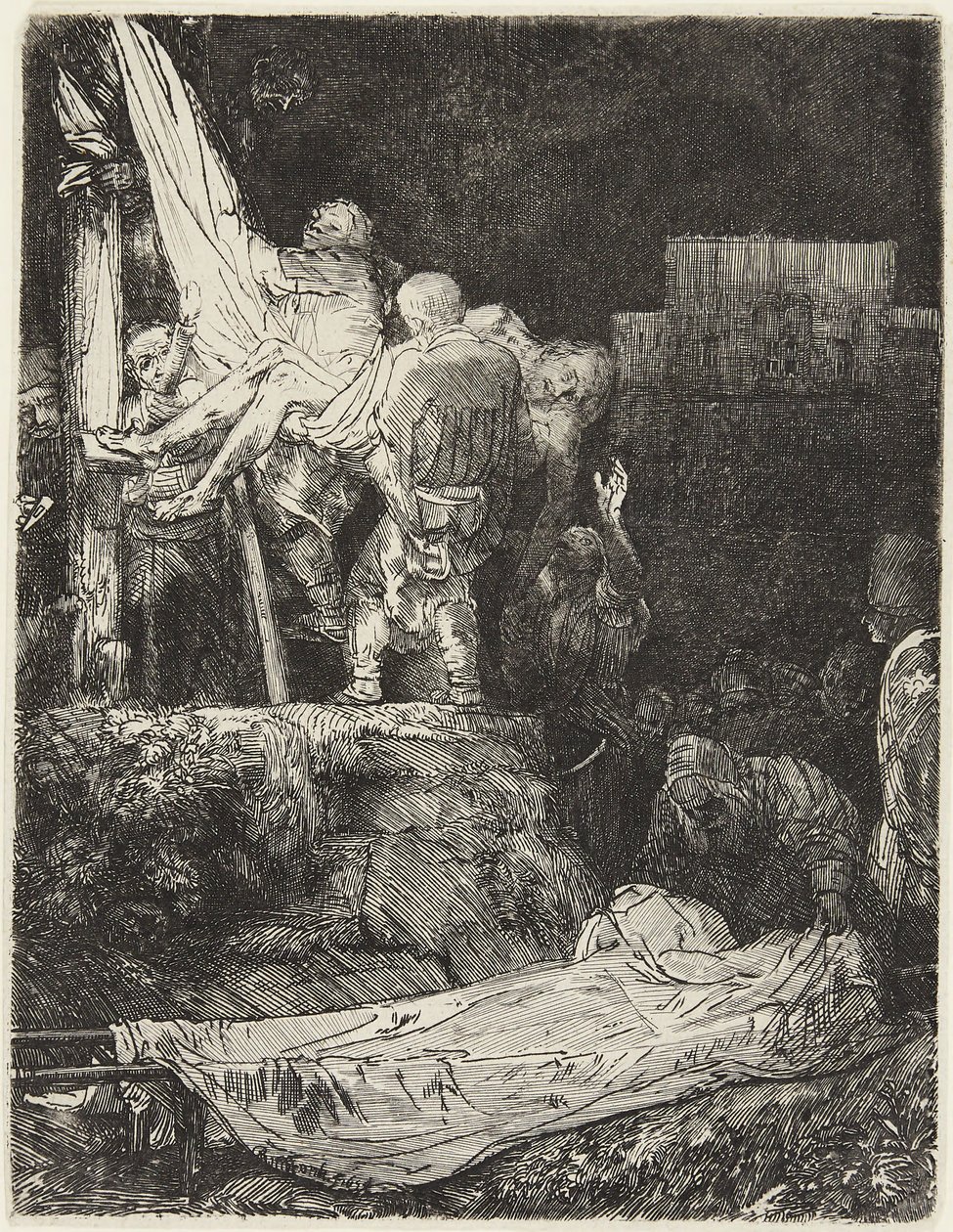Abnahme vom Kreuz bei Fackellicht von Rembrandt van Rijn