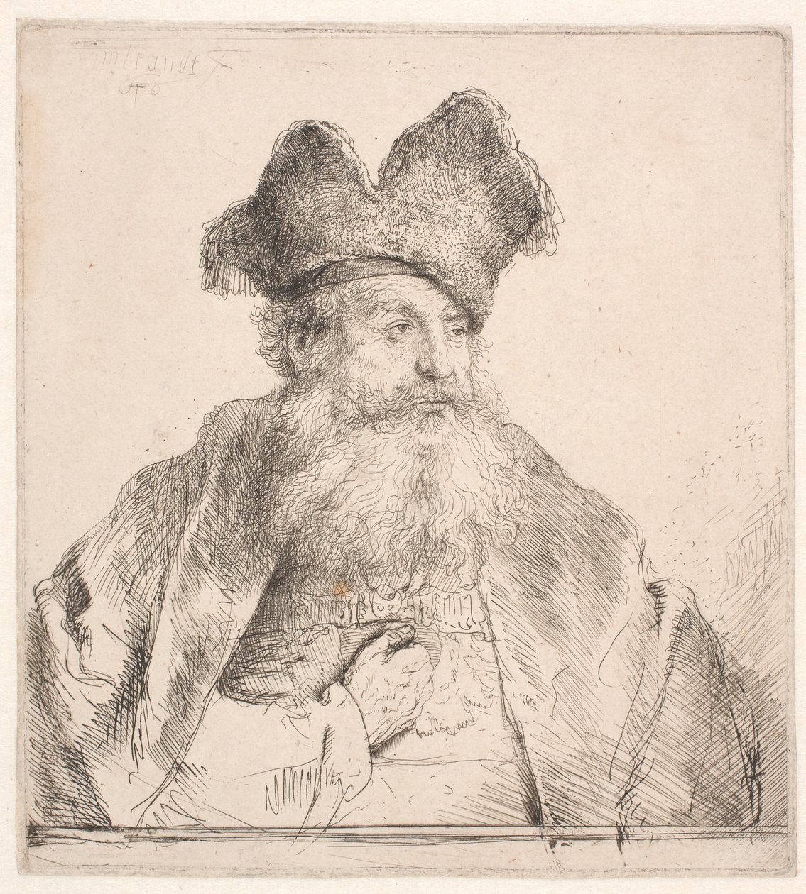Alter Mann mit Pelzmütze von Rembrandt van Rijn