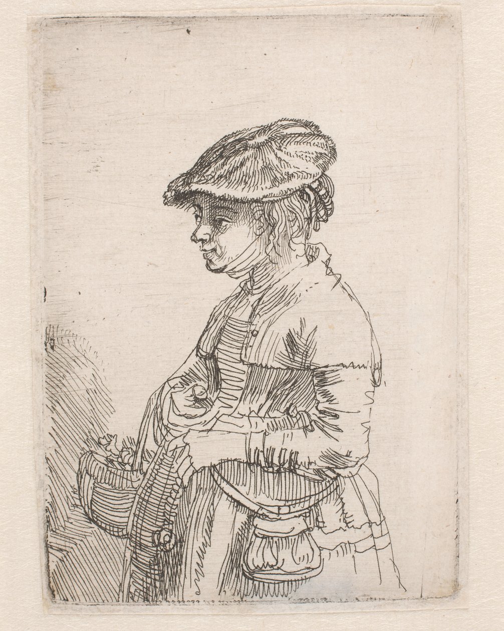 Mädchen mit einem Korb von Rembrandt van Rijn