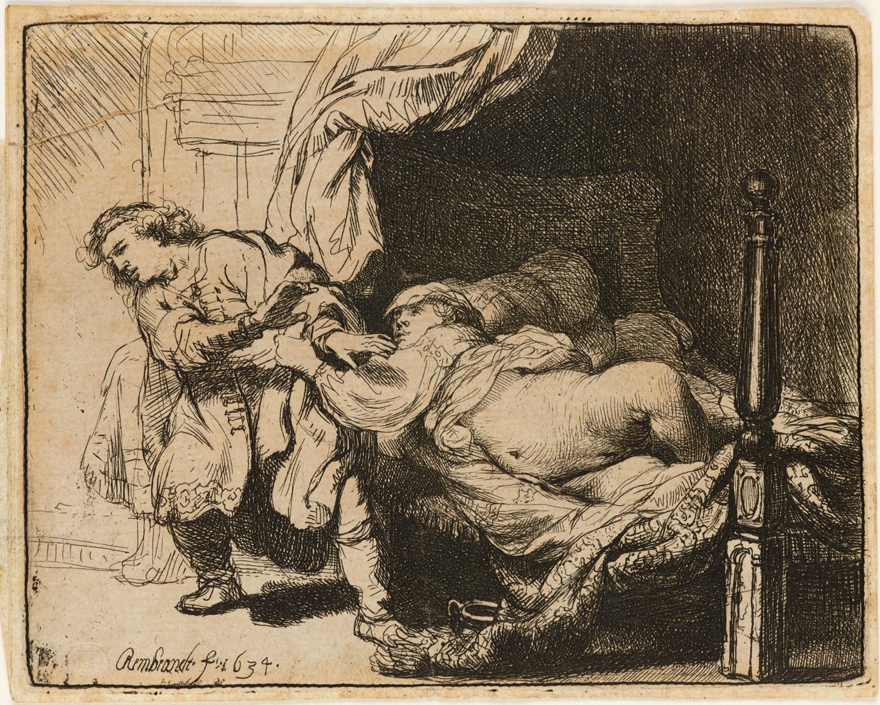 Joseph und Potiphars Frau [Gen. 39: 7-12], 1634 von Rembrandt van Rijn