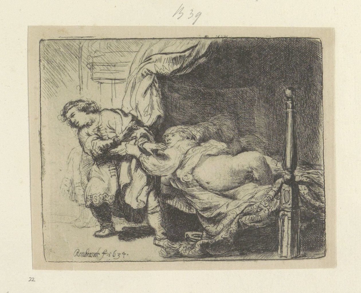 Joseph und die Frau von Potiphar (Recueil de quatre-vingt-cinq estampes originales) von Rembrandt van Rijn