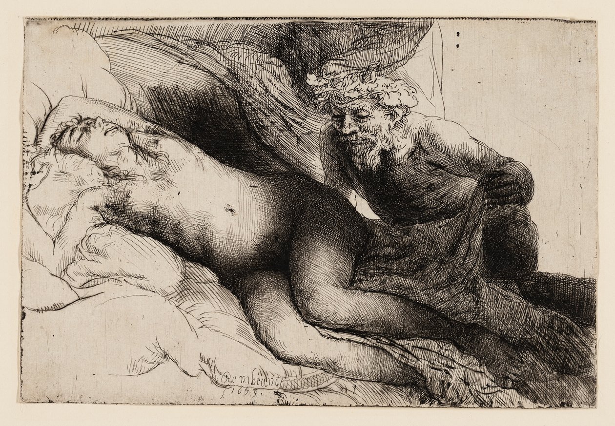Jupiter und Antiope: Die größere Platte von Rembrandt van Rijn