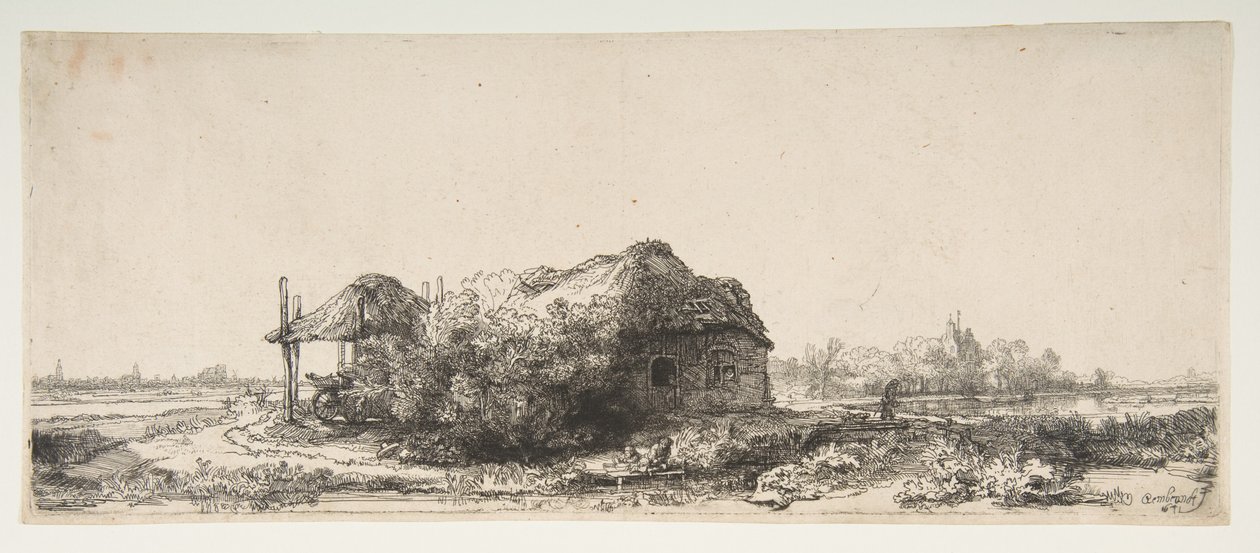 Landschaft mit einem Cottage und einer Heuscheune, 1641 von Rembrandt van Rijn