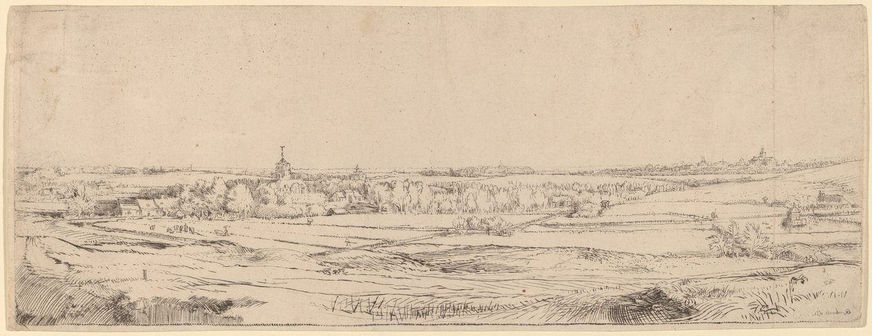 Landschaft mit Blick auf Haarlem (Das Goldwägerfeld) von Rembrandt van Rijn