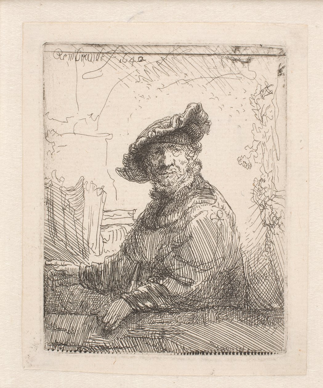 Mann in einer Laube von Rembrandt van Rijn