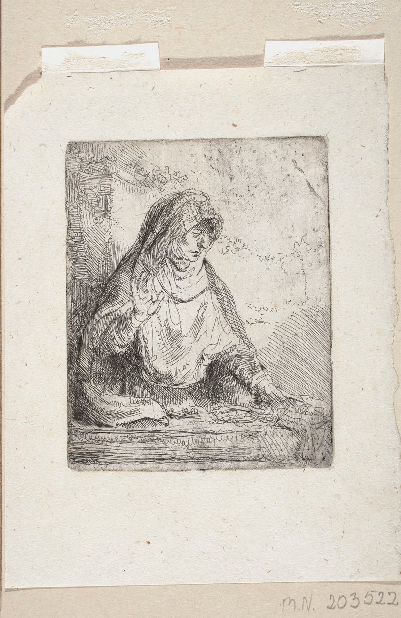 Schmerzhafte Muttergottes mit den Werkzeugen der Passion von Rembrandt van Rijn