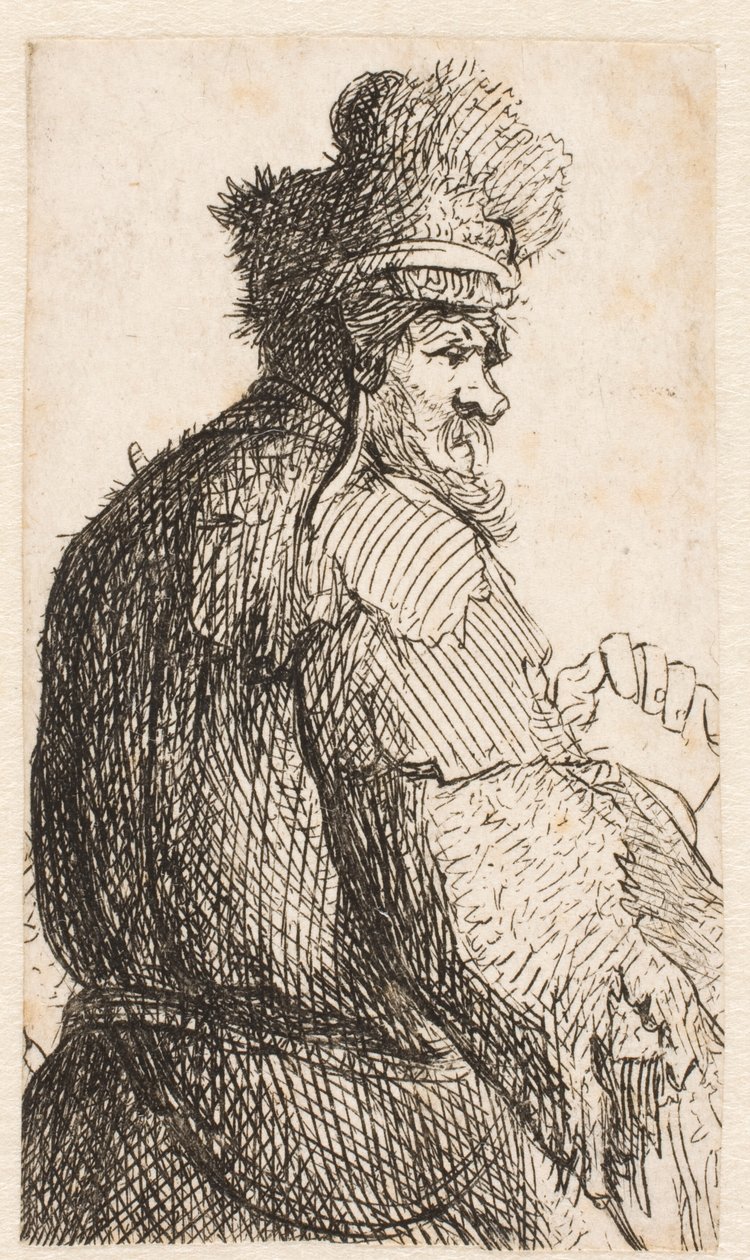 Alter Mann von hinten gesehen: Profil nach rechts: Halbfigur von Rembrandt van Rijn