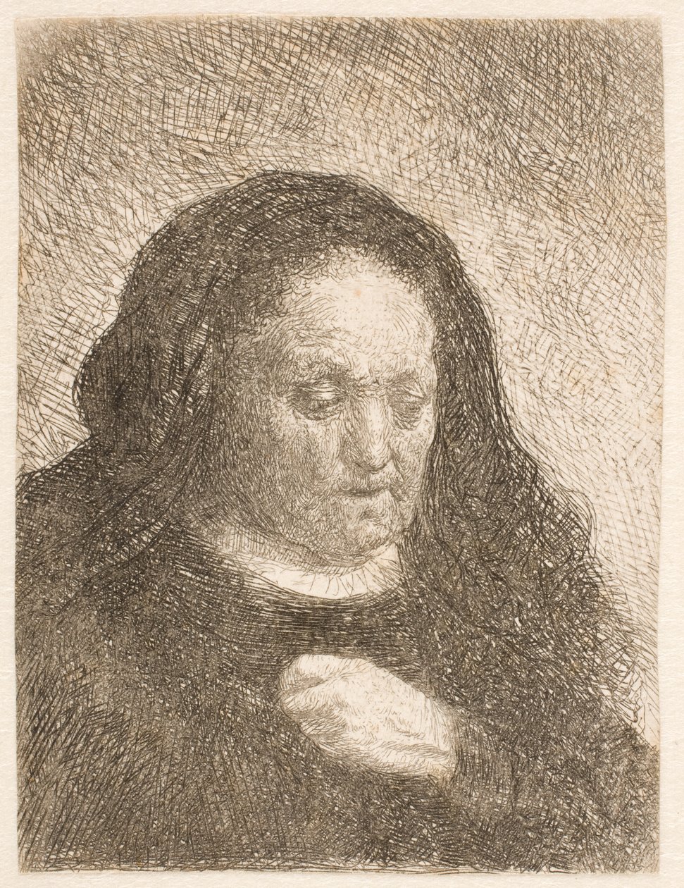 Rembrandts Mutter mit Hand auf der Brust: kleine Büste von Rembrandt van Rijn