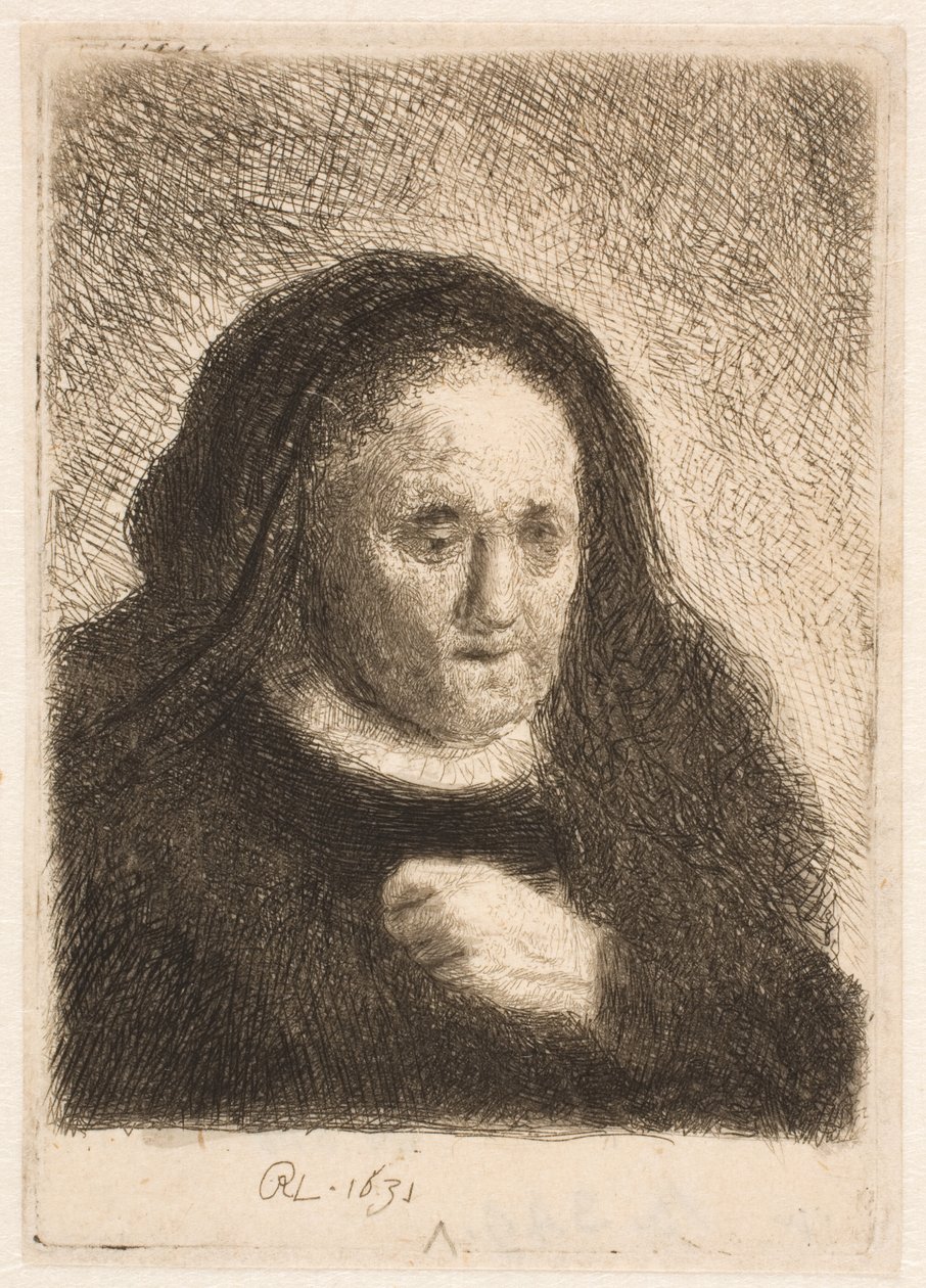 Rembrandts Mutter mit Hand auf der Brust: kleine Büste von Rembrandt van Rijn